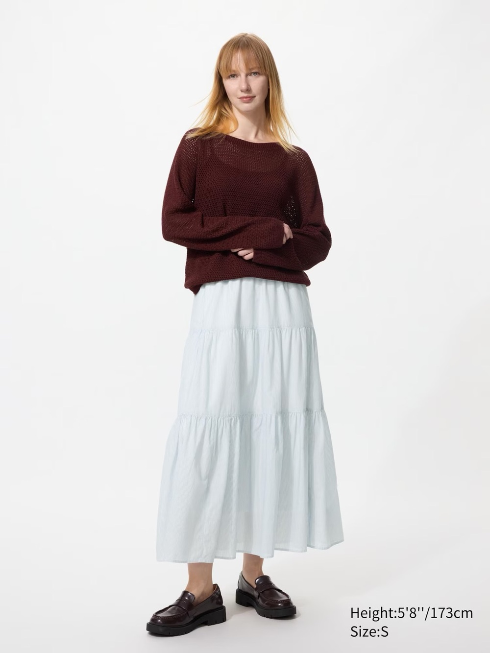 Uniqlo Light Blue Tiered Maxi Skirt